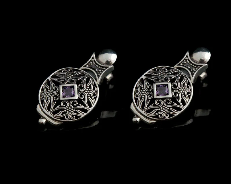 Ladies heavenly grace earrings -Byzantine Earrings in Sterling Silver with zircon (GT-08)