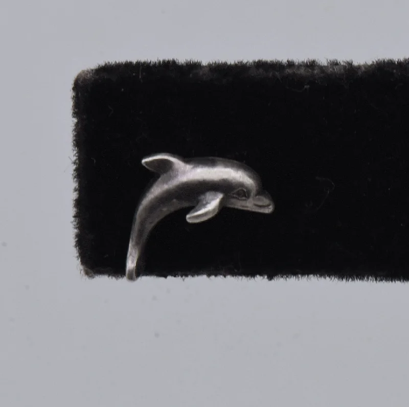 Ladies blissful charm earrings -UNMATCHED Vintage Sterling Silver Dolphin Stud Earring