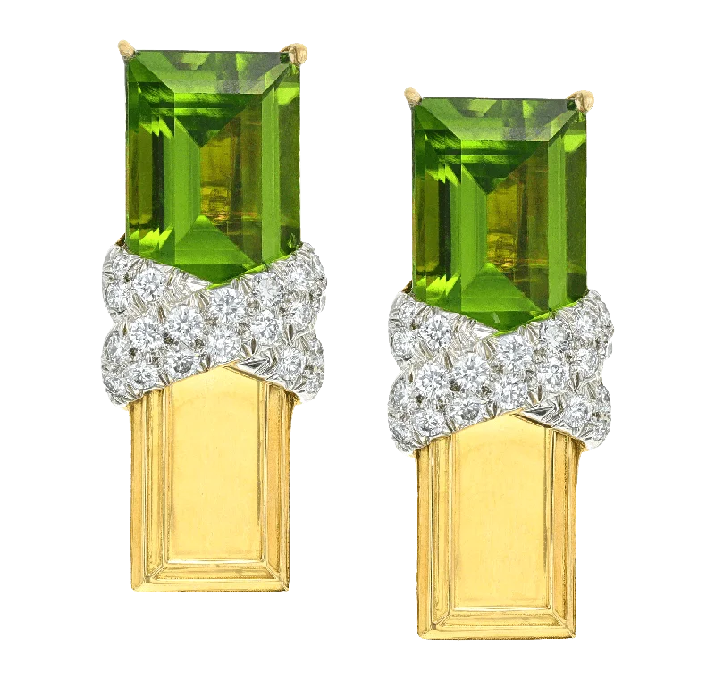 Ladies cool sapphire earrings -David Webb Peridot and Diamond Earrings