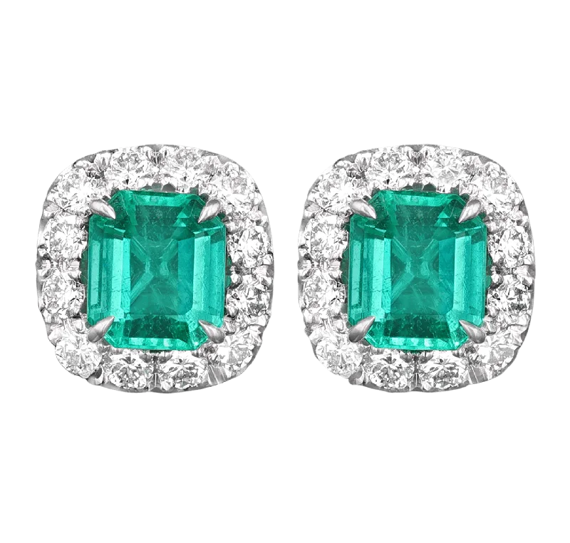 Ladies versatile drop earrings -Emerald Cut Emerald Earrings, 2.66 carats