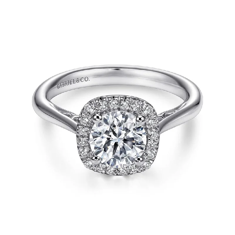 Ladies Oval Elegance Engagement Rings -Gabriel & Co. 14K White Gold Diamond Engagement Setting