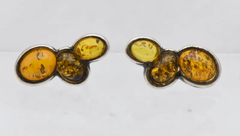 Ladies strong spirit earrings -Vintage Amber Sterling Silver Earrings