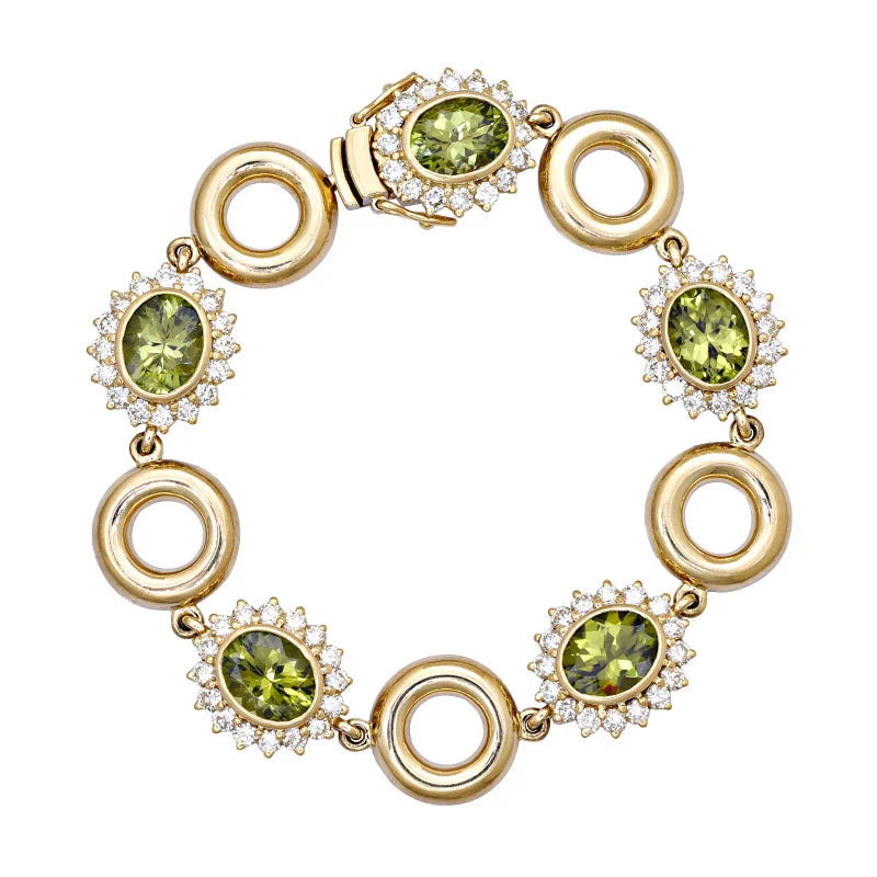 Ladies Bracelets with Crimson Zincite-Bracelet-Peridot and Diamond