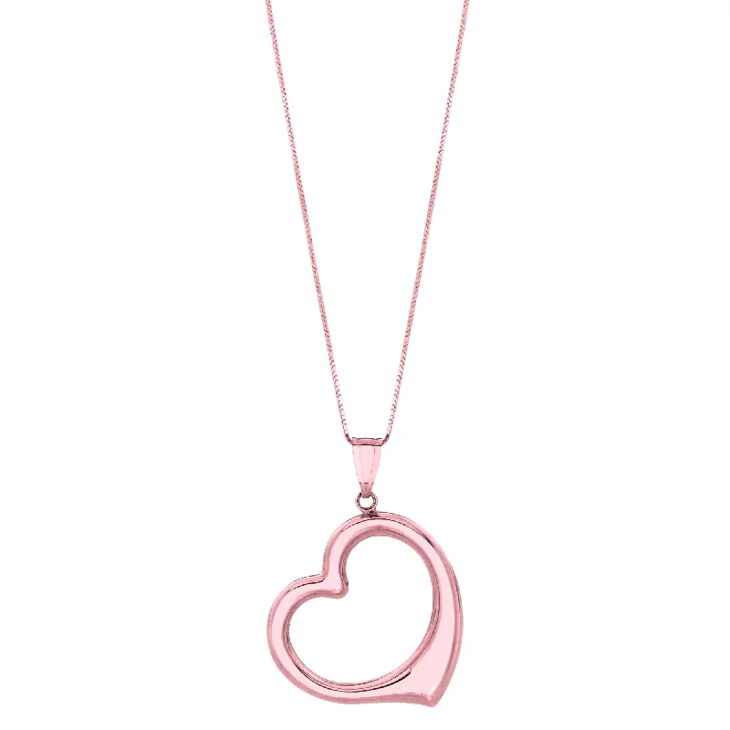 Ladies Necklaces Classic Glow-14K Gold Polished Heart Necklace