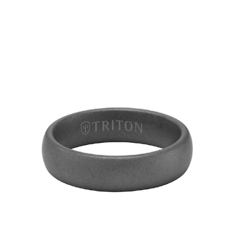 Ladies Rings with Crimson Zincite-TRITON 6MM TUNGSTEN CARBIDE RING - LIGHT SANDBLASTED FINISH AND ROLLED EDGE 11-6055-6