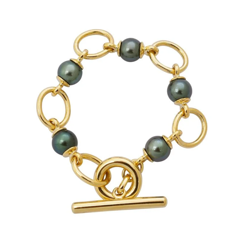 Ladies Bracelets with Gold Milarite-Toggle Bracelet - South Sea Pearl in 18K Gold