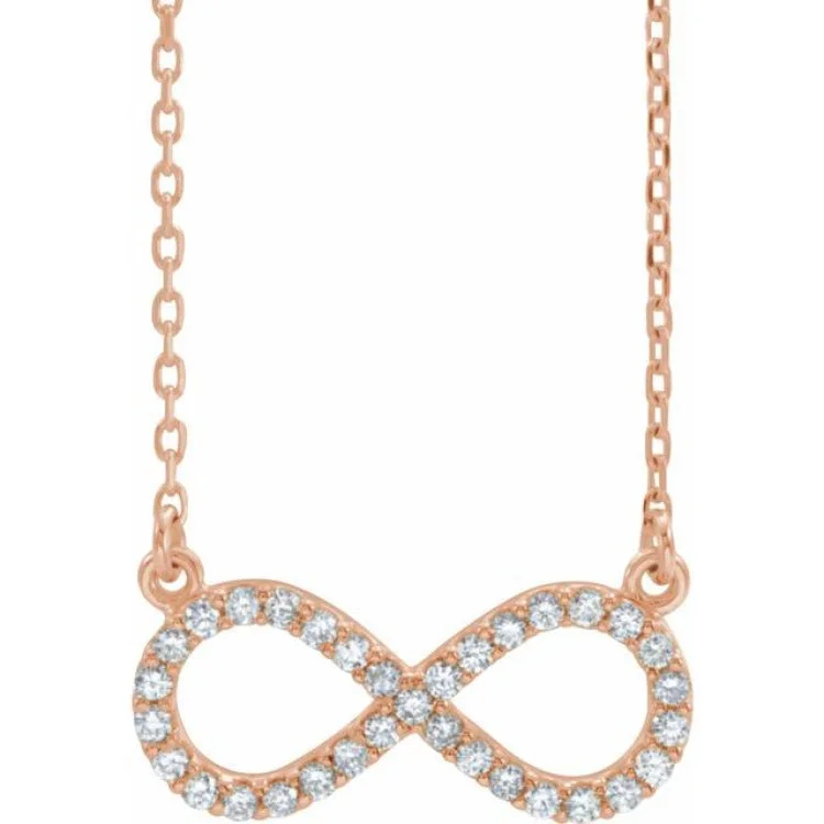 Ladies Necklaces with Teal Cavansite-14K Rose 1/6 CTW Natural Diamond Infinity 17" Necklace