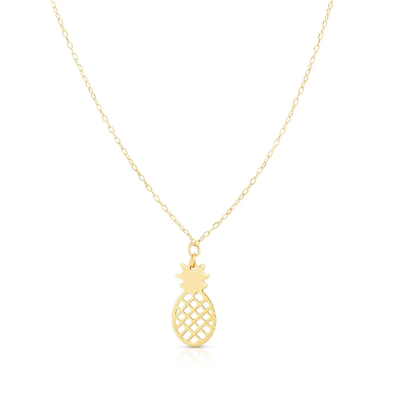 Ladies Necklaces for Elder Spark-14K Gold Pineapple Necklace