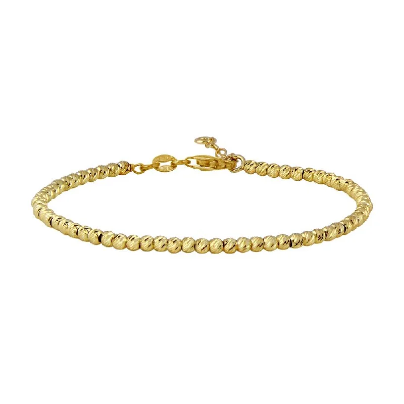 Ladies Bracelets Dark Spark-Clearance-Gold Plated 925 Sterling Silver Italian Bead Adjustable Bracelet - ITB00121GP