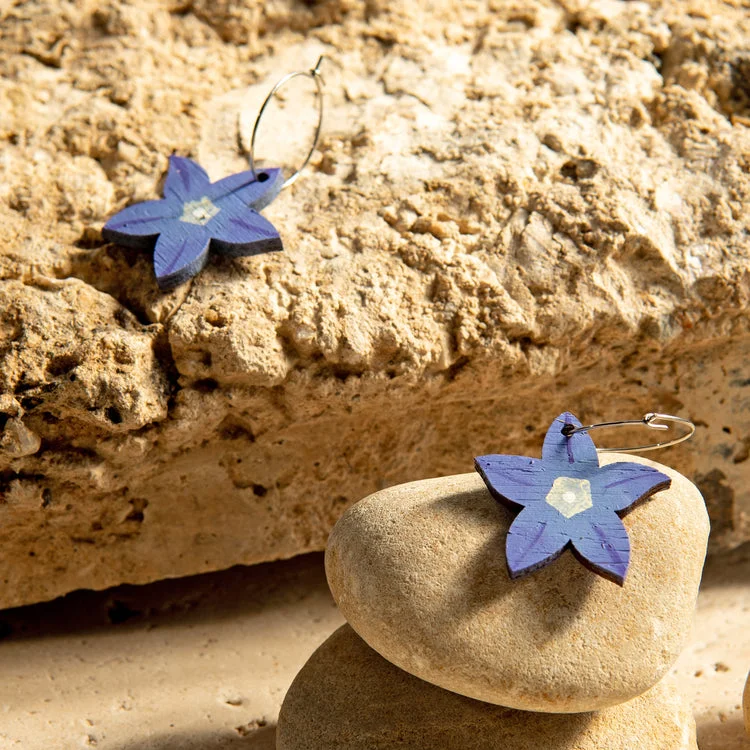 Ladies slim silhouette earrings -Fizzy Flora Earrings - Bamboo Bluebell*