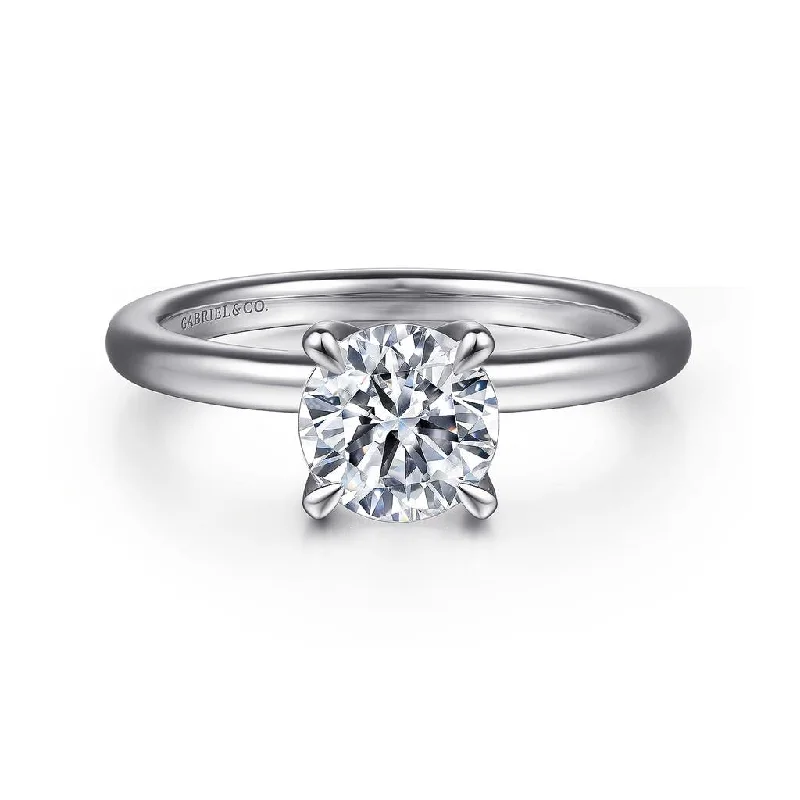 Ladies Endless Infinity Engagement Rings -Gabriel & Co. Evelynn - 14K White Gold Round Solitaire Diamond Engagement Setting