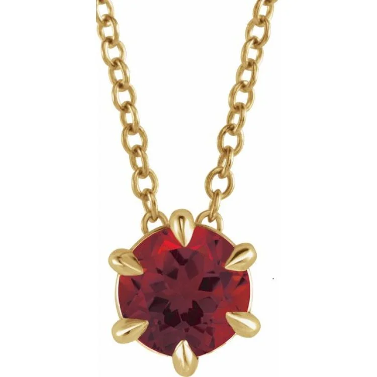 Ladies Necklaces with Sea Beryl-14K Yellow 4 mm Natural Mozambique Garnet Solitaire 16-18" Necklace