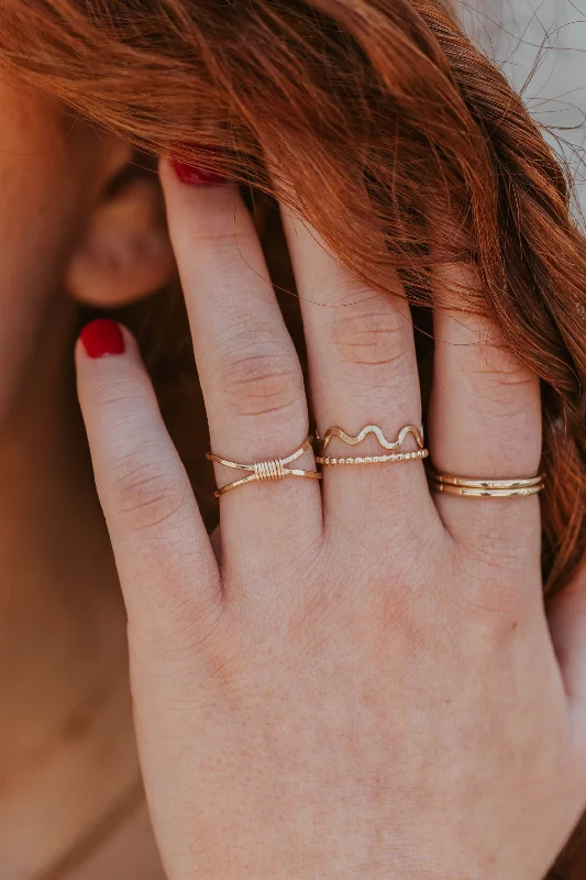 Ladies Rings with Sea Aquamarine-Squiggle Ring