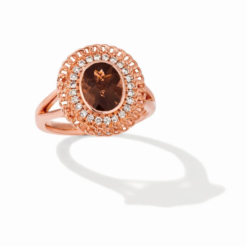 Ladies Rings Matte Glow-Le Vian Creme Brulee® Chocolate Quartz® and Diamond Ring TRMW 16D