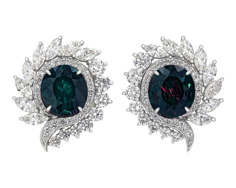 Ladies blossoming spring earrings -Brazilian Alexandrite Earrings, 11.43 Carats