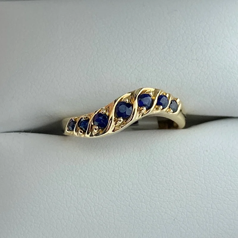 Ladies Rings with Bronze Enstatite-Sapphire Stackable Wave Ring