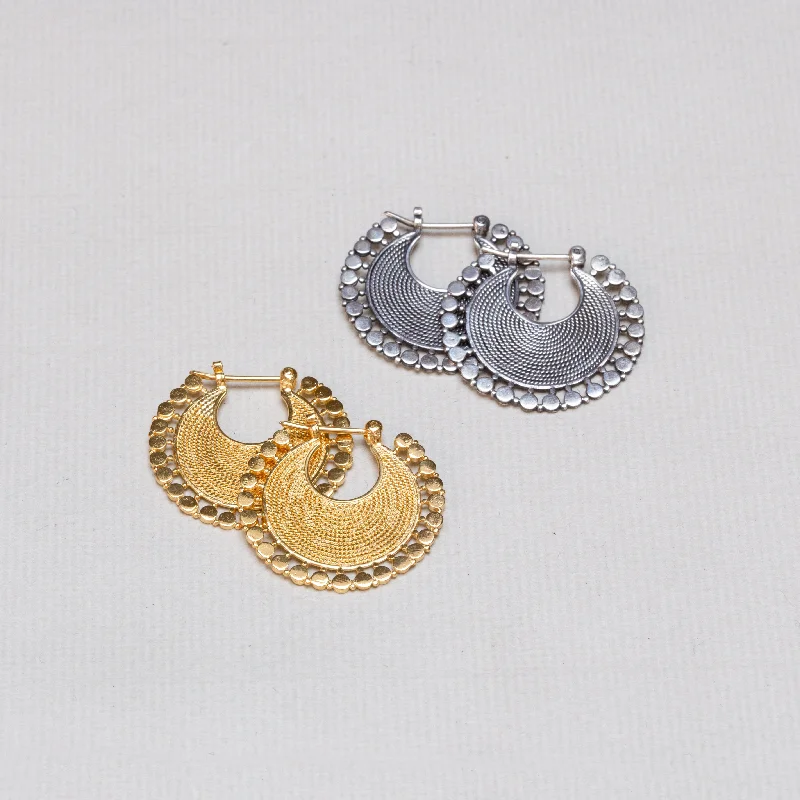 Ladies robust chunky earrings -Gold and Silver Fan Earrings