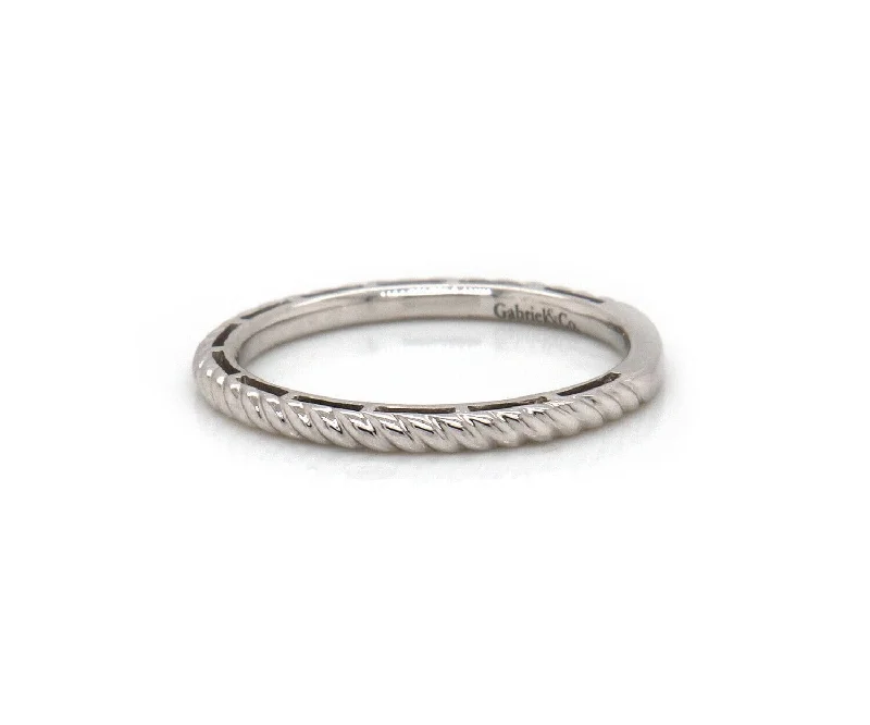 Ladies Rings with Cross Spark-New Gabriel & Co. Twisted Rope Stackable Band Ring in 14K