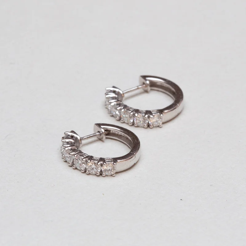 Ladies solar burst earrings -18ct White Gold Diamond Hoop Earrings