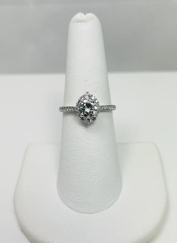 Ladies Bare Minimal Engagement Rings -New! .93ctw Natural Diamond 14k White Gold Engagement Ring