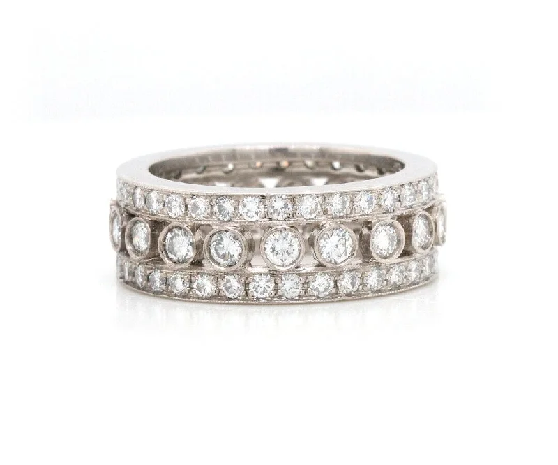 Ladies Rings for Festive Spark-1.50ctw Diamond Bezel Triple Row Eternity Band Ring in Platinum