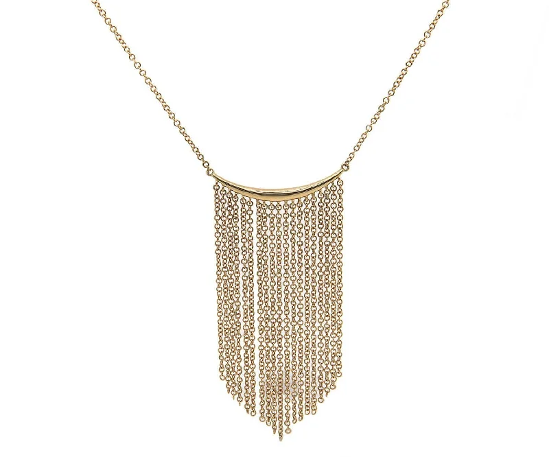 Ladies Rings Wave Shine-New Gabriel & Co. Curved Bar Multi Strand Fringe Necklace in 14K