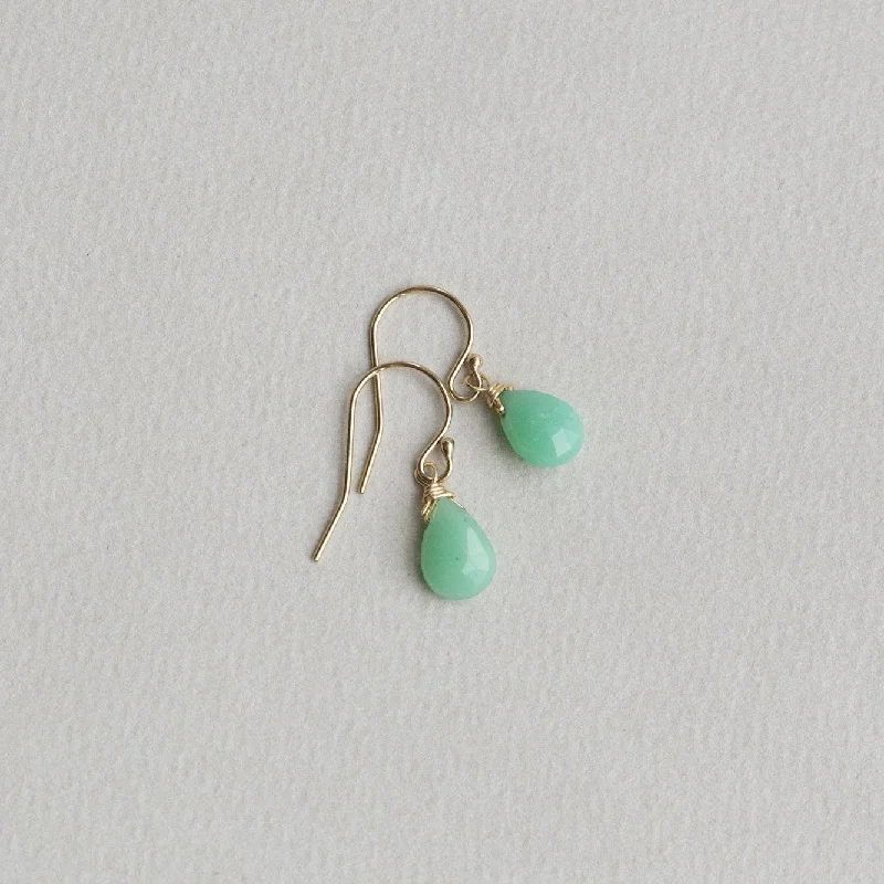 Ladies blossoming spring earrings -Chrysoprase Drop Earrings