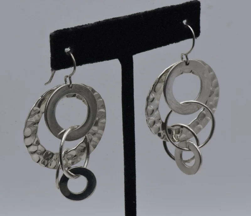 Ladies wispy threader earrings -Vintage Eclectic Hoops Dangle Sterling Silver Earrings