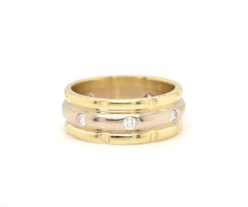 Ladies Rings with Brown Andalusite-Eros 0.15ctw Diamond Two Tone Band Ring in 18K