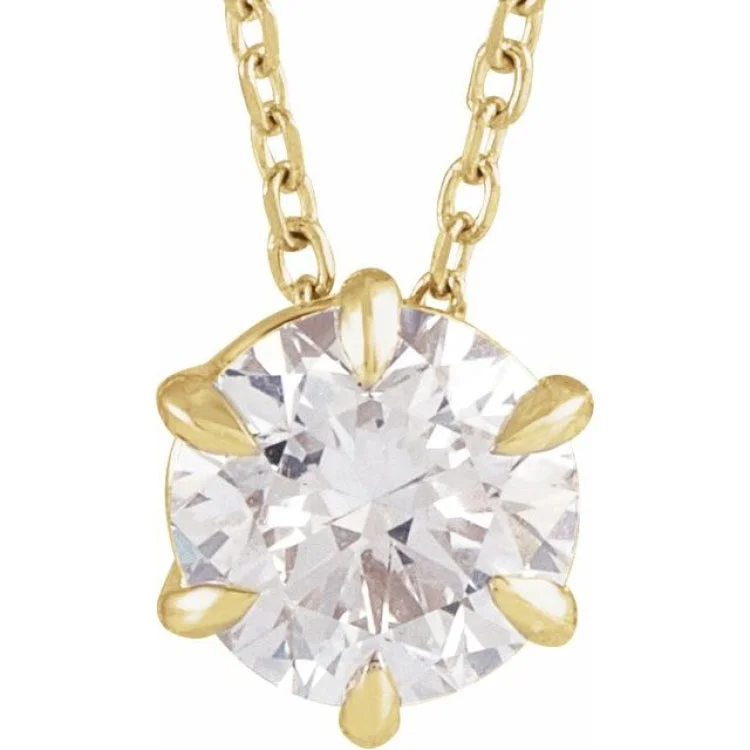 Ladies Necklaces for Mentor Glow-14K Yellow 1 CT Lab-Grown Diamond Solitaire 16-18" Necklace