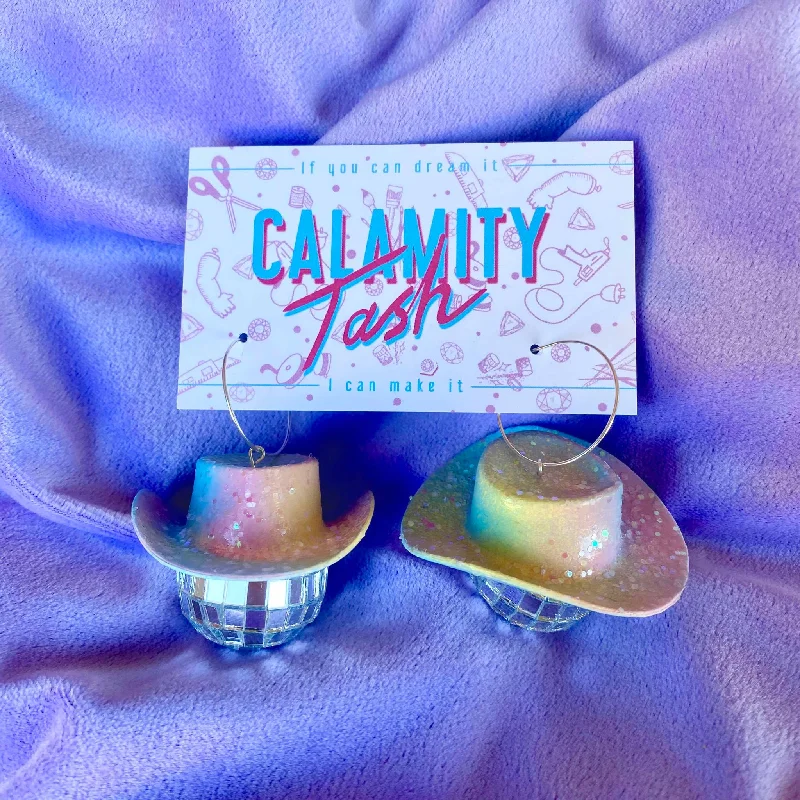 Ladies moody gothic earrings -Calamity Tash - Disco Cowboy Earrings