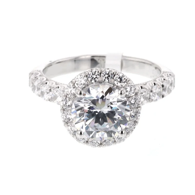 Ladies Artisan Crafted Engagement Rings -0.92 ctw Diamond Halo Engagement Ring