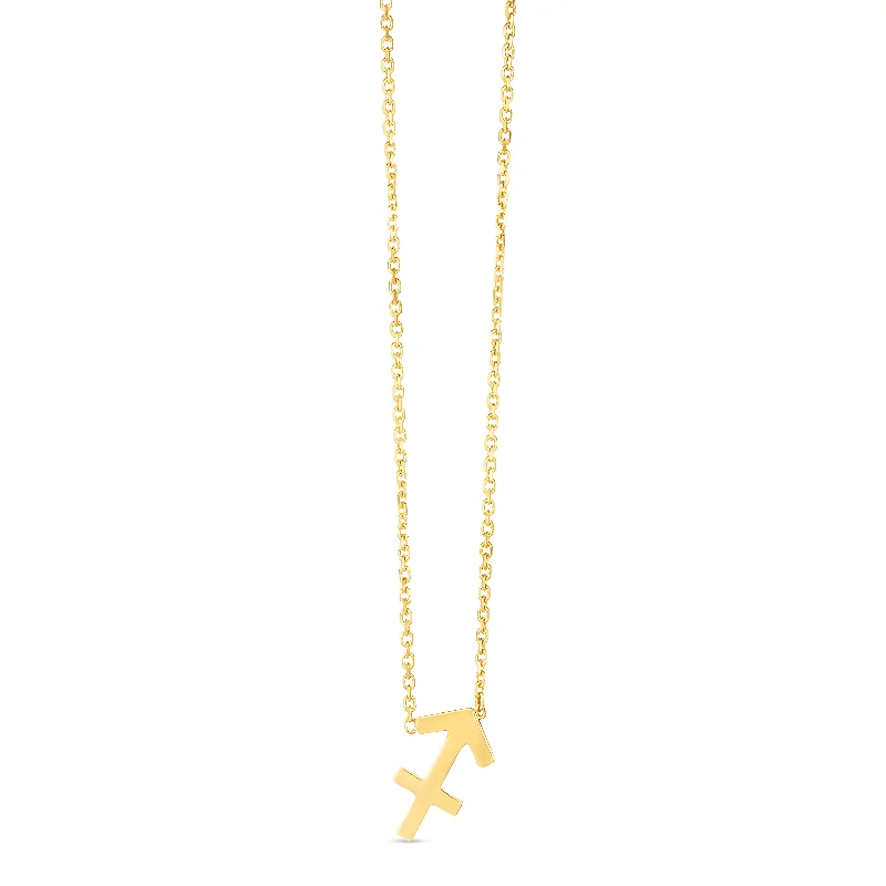 Ladies Necklaces with White Muscovite-14K Gold Sagittarius Necklace