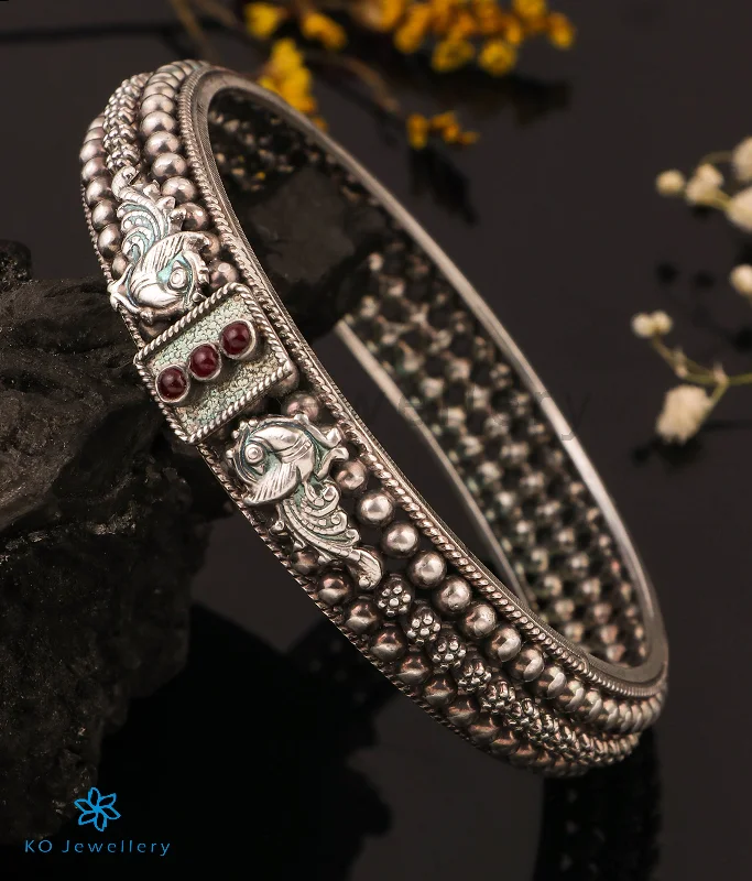 Ladies Bracelets for Music Spark-The Malhar Silver Bangle (Oxidised/Size 2.2/2.4/2.6/2.8)