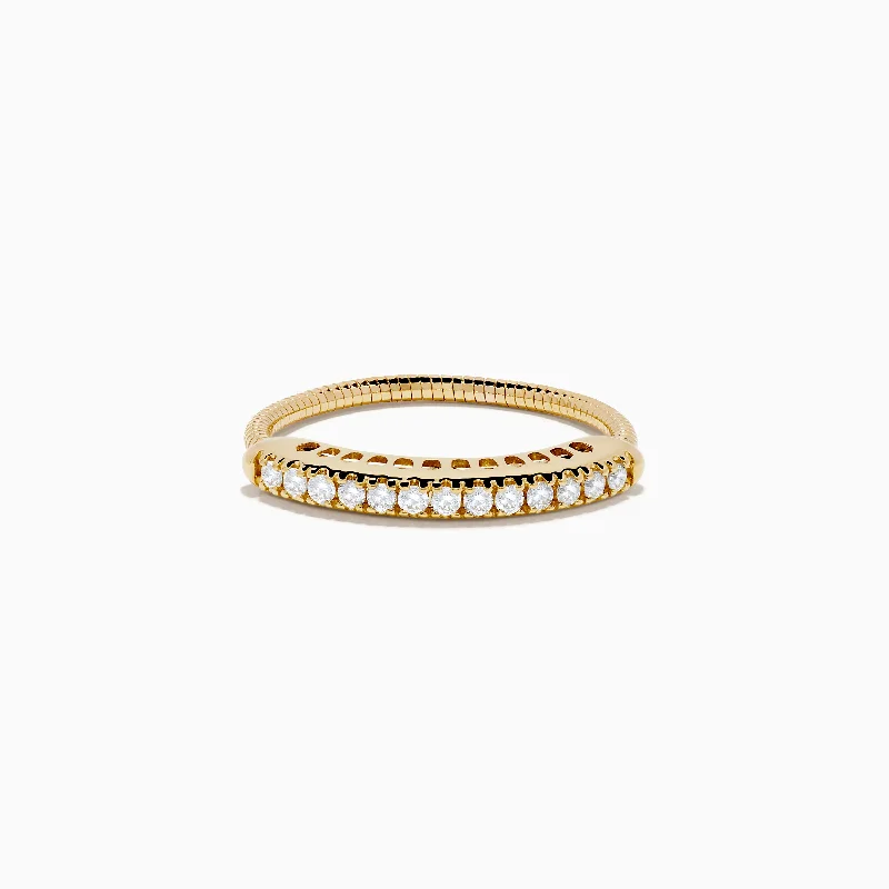 14K Yellow Gold Flexible Size 7-10 Diamond Ring