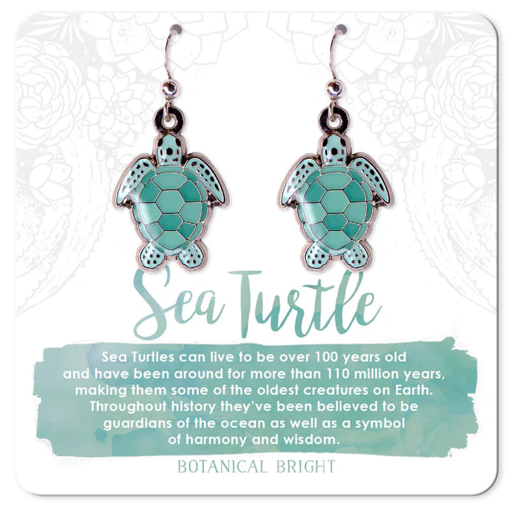 Ladies cultural heritage earrings -Botanical Bright Dangle Earrings - Sea Turtle