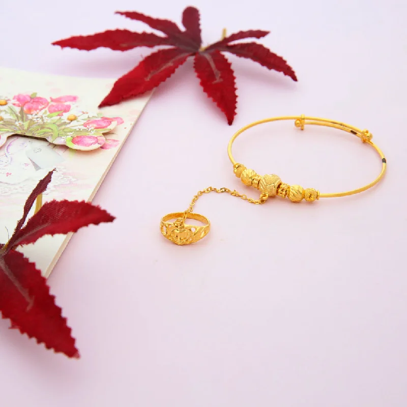 Ladies Bracelets with Pink Petalite-Gold Baby Bangle 21KT - FKJBNG21KM9983