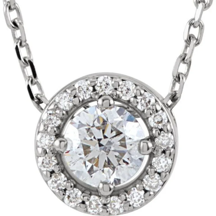 Ladies Necklaces for Mom Spark-Platinum 1/5 CTW Natural Diamond Halo-Style 16" Necklace