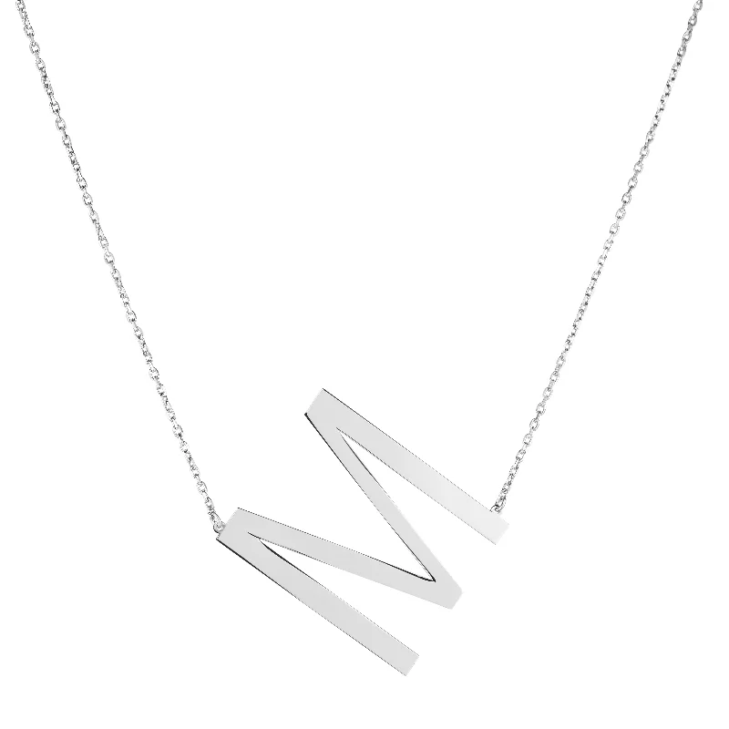 Ladies Necklaces for Writer Glow-Silver M Letter Necklace