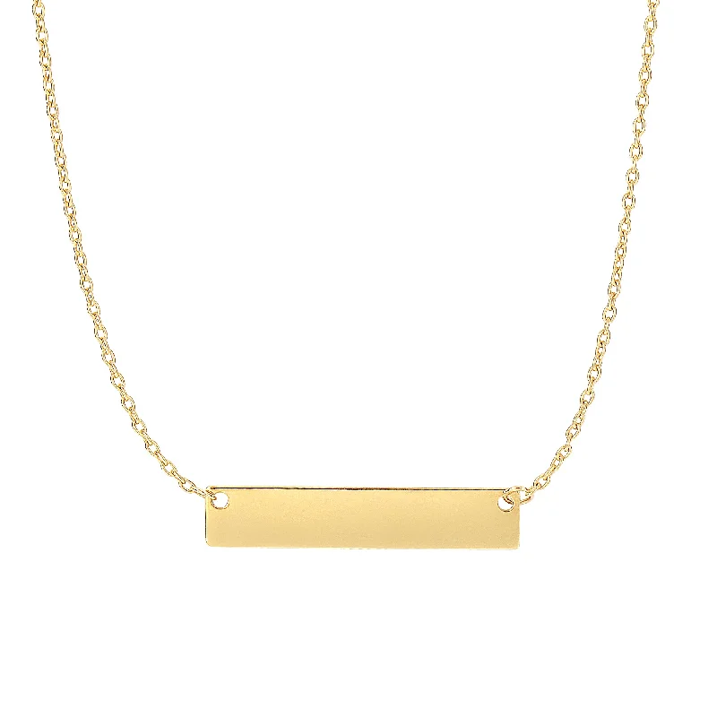 Ladies Necklaces for Travel Glow-14K Gold Small Polished Bar Necklace