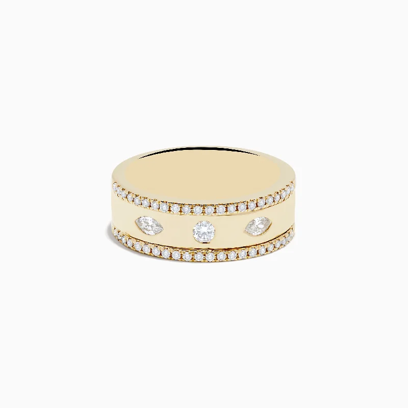 Ladies Rings with Cream Howlite-D'Oro 14K Yellow Gold Diamond Ring