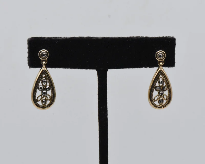 Ladies glowing warmth earrings -Vintage Gold Tone Metal Earrings