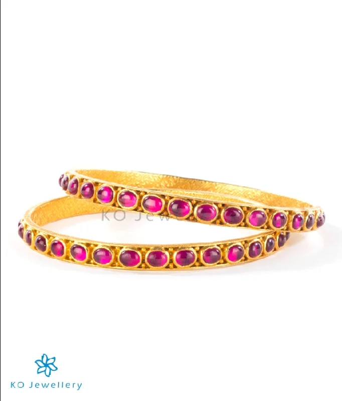 Ladies Bracelets Unique Spark-The Deepika Silver Kempu Bangle(Size 2.2/2.6/2.8)