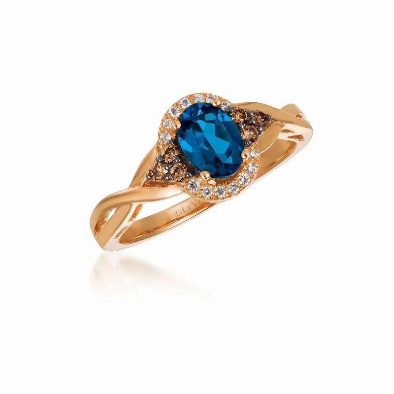 Ladies Rings Geometric Shine-Le Vian Chocolatier® Deep Sea Blue Topaz™ and Diamond Ring WJBO 42