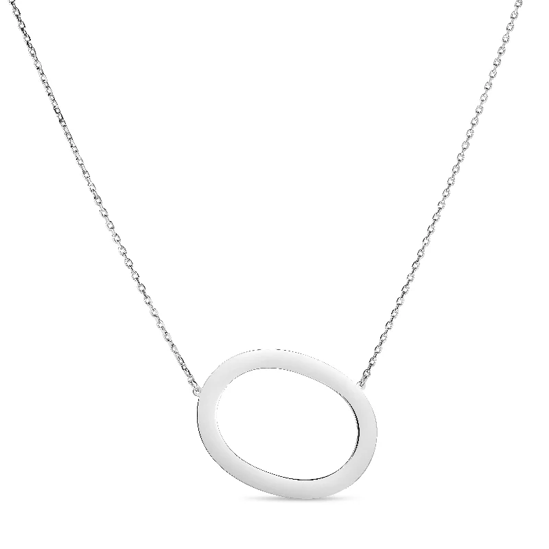 Ladies Necklaces with Oval Glow-Silver O Letter Necklace