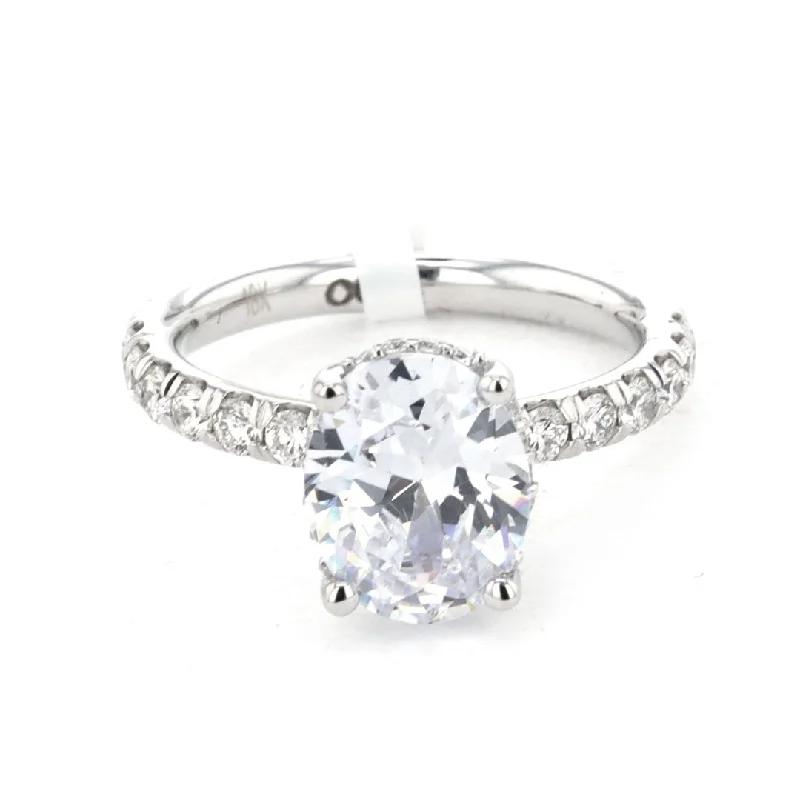 Ladies Triple Gem Engagement Rings -0.60 ctw Diamond Solitaire Engagement Ring