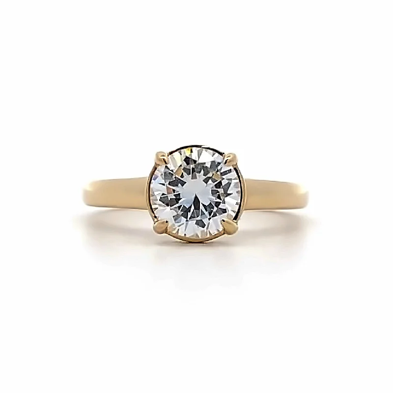 Ladies Organic Flow Engagement Rings -Round Diamond Solitaire Engagement Ring in Yellow Gold by Gabriel NY