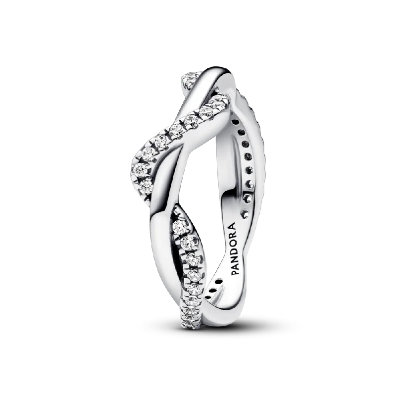 Ladies Rings for Design Spark-Sparkling Intertwined Wave Ring 193098C01