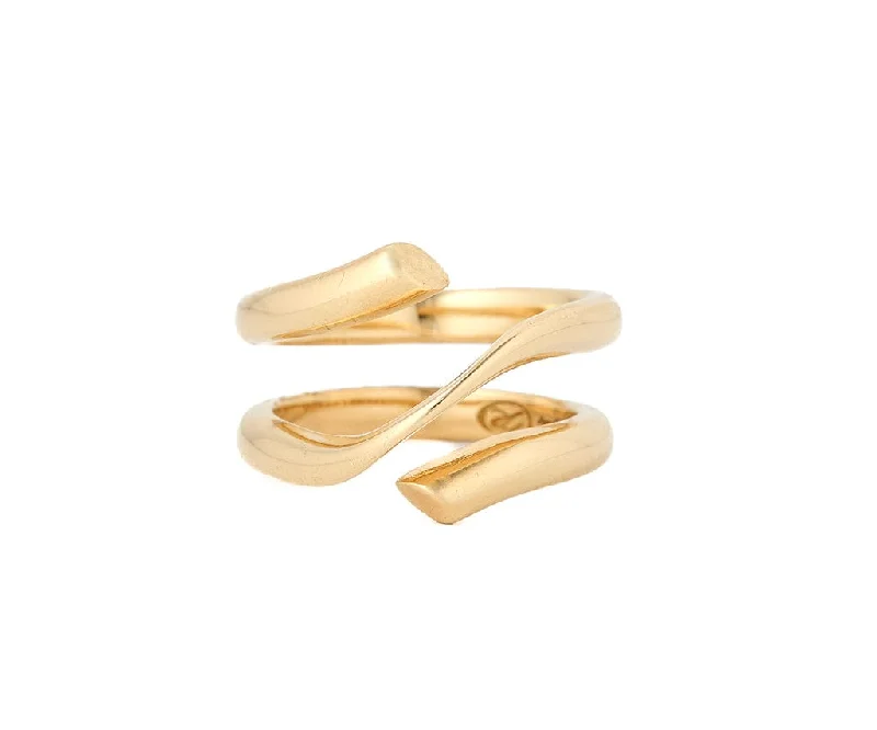 Ladies Rings Artistic Shine-Georg Jensen’s Polished Wrap Ring in 18K