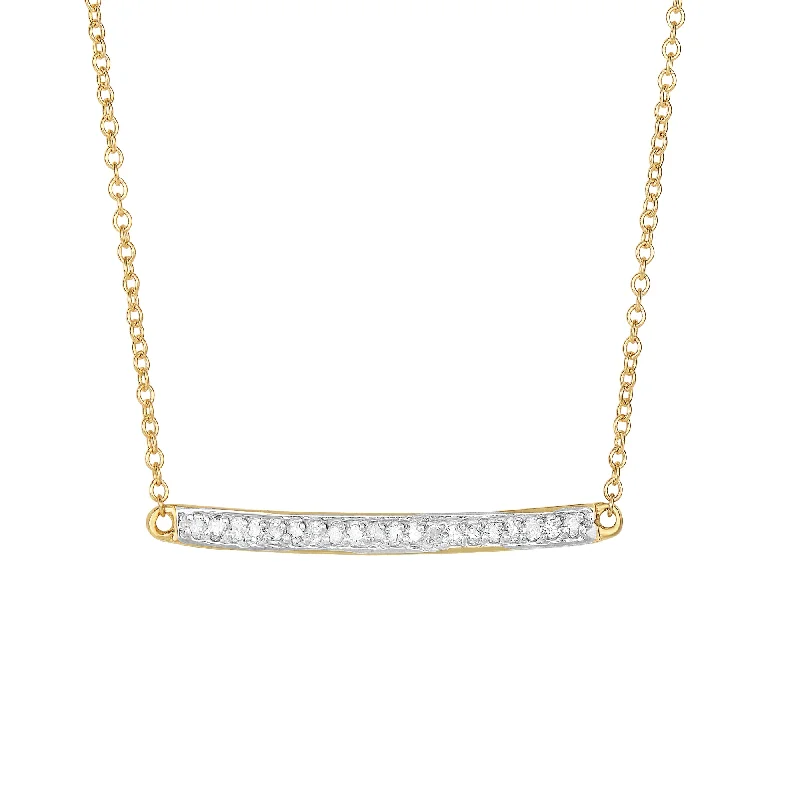 Ladies Necklaces with Yellow Sanidine-14K Gold .12ct Diamond Bar Necklace